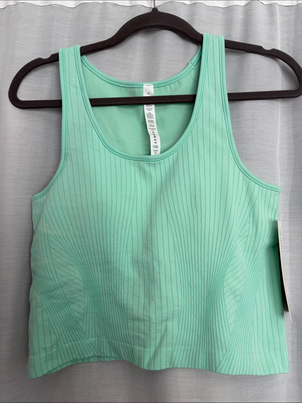 NWT Lululemon Women’s Ribbed Tank Crop Top - Mint Green Ebb to Street Sz. 10